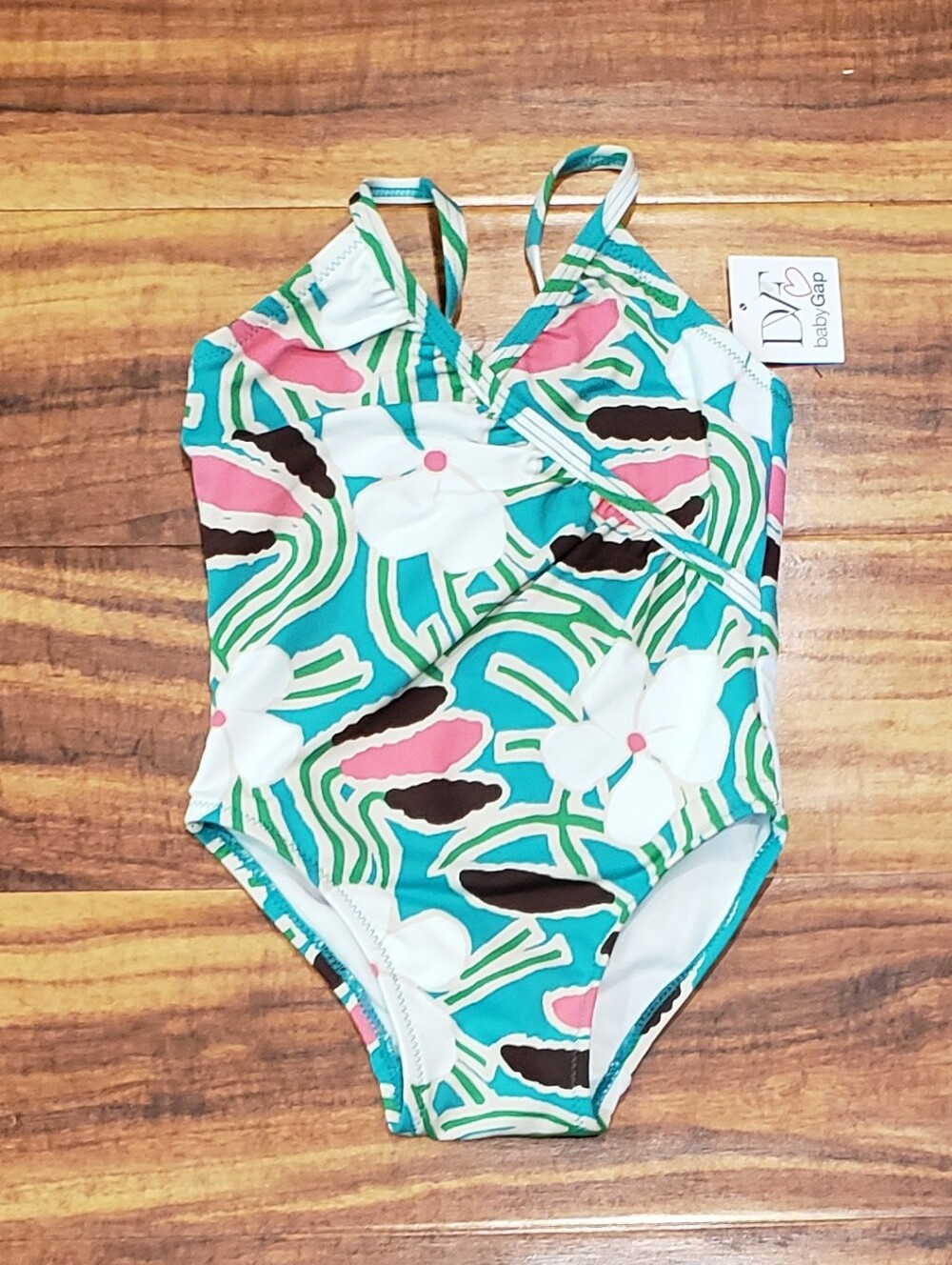 GAP Baby X DVF NWT 18-24 months green and pink tropical floral print swimsuit